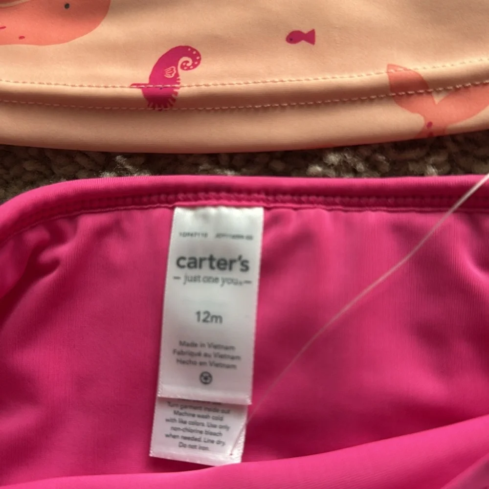 265 NWT Carter's Just One You Baby Girls' Long Sleeve Sealife Rash Guard Set 12M